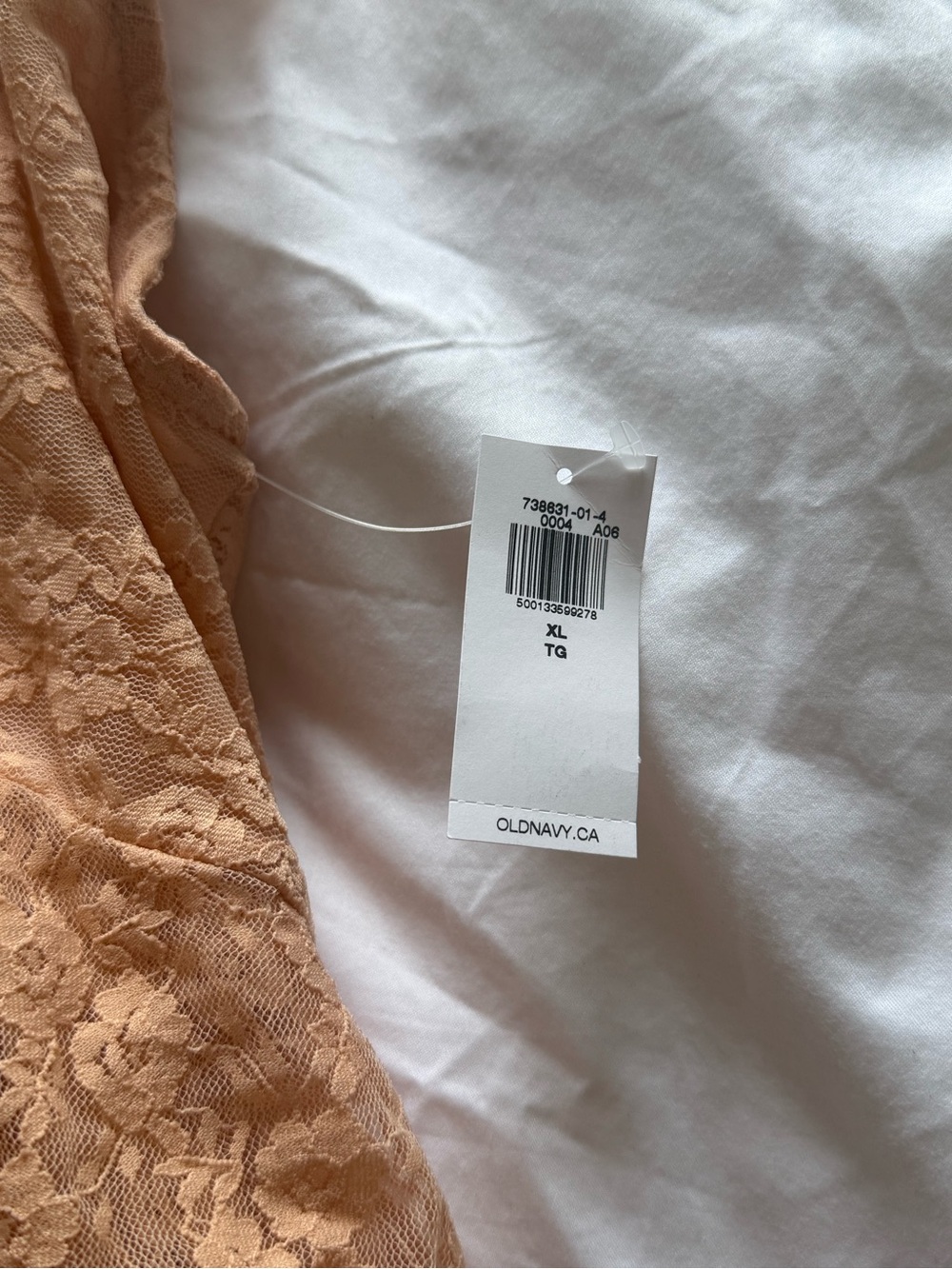 Old Navy Peach Lace Tie-Front Cropped Cami Tank Bow Ruffle Lace XL NEW - Picture 4 of 8